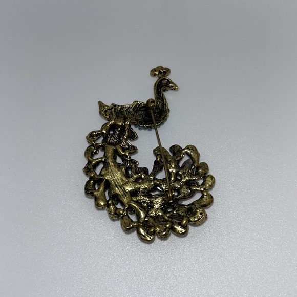 Multi Color Rainbow Rhinestone Peacock Brooch - Picture 10 of 12